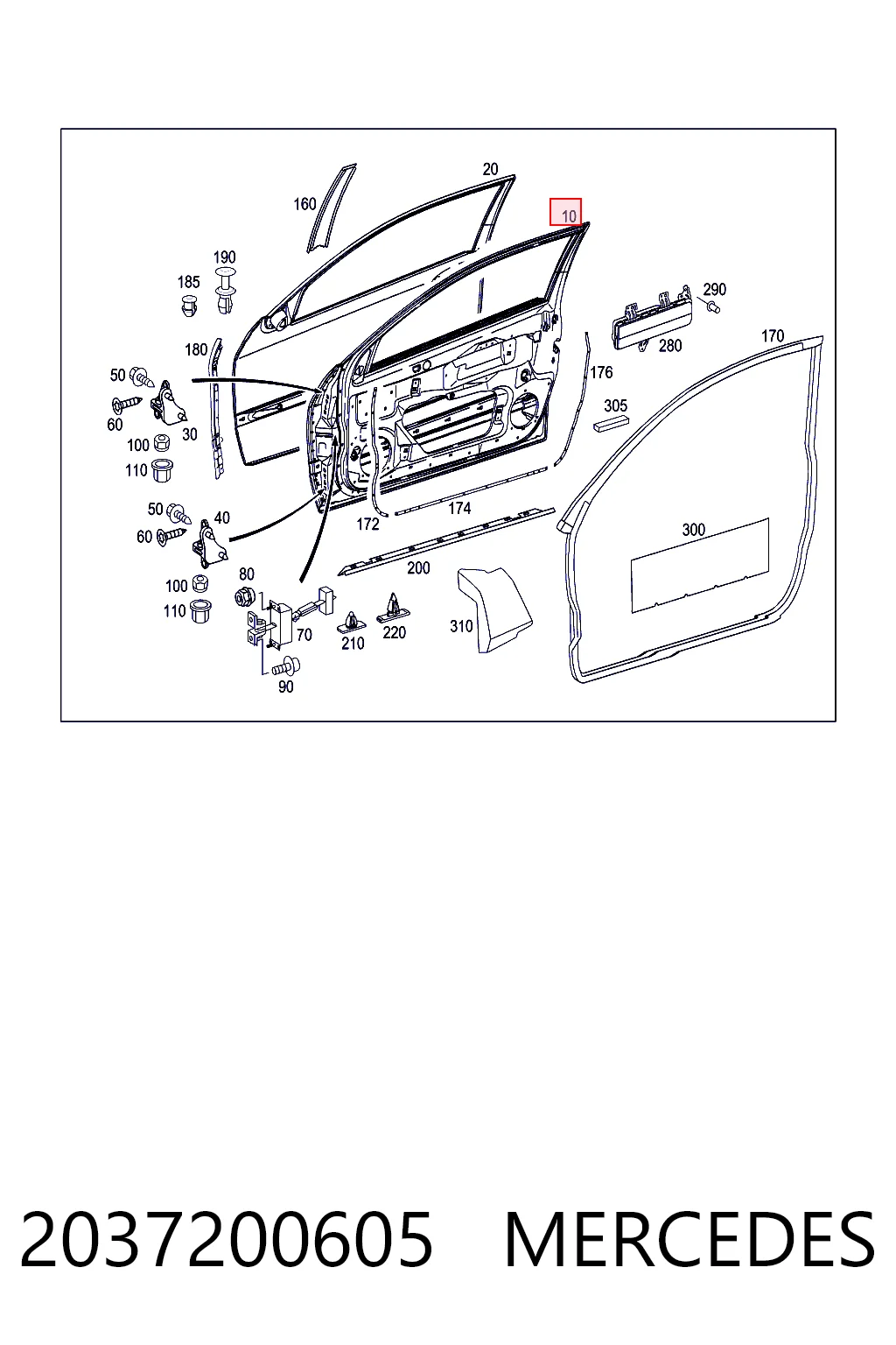 Дверь передняя правая на Mercedes C  CL203