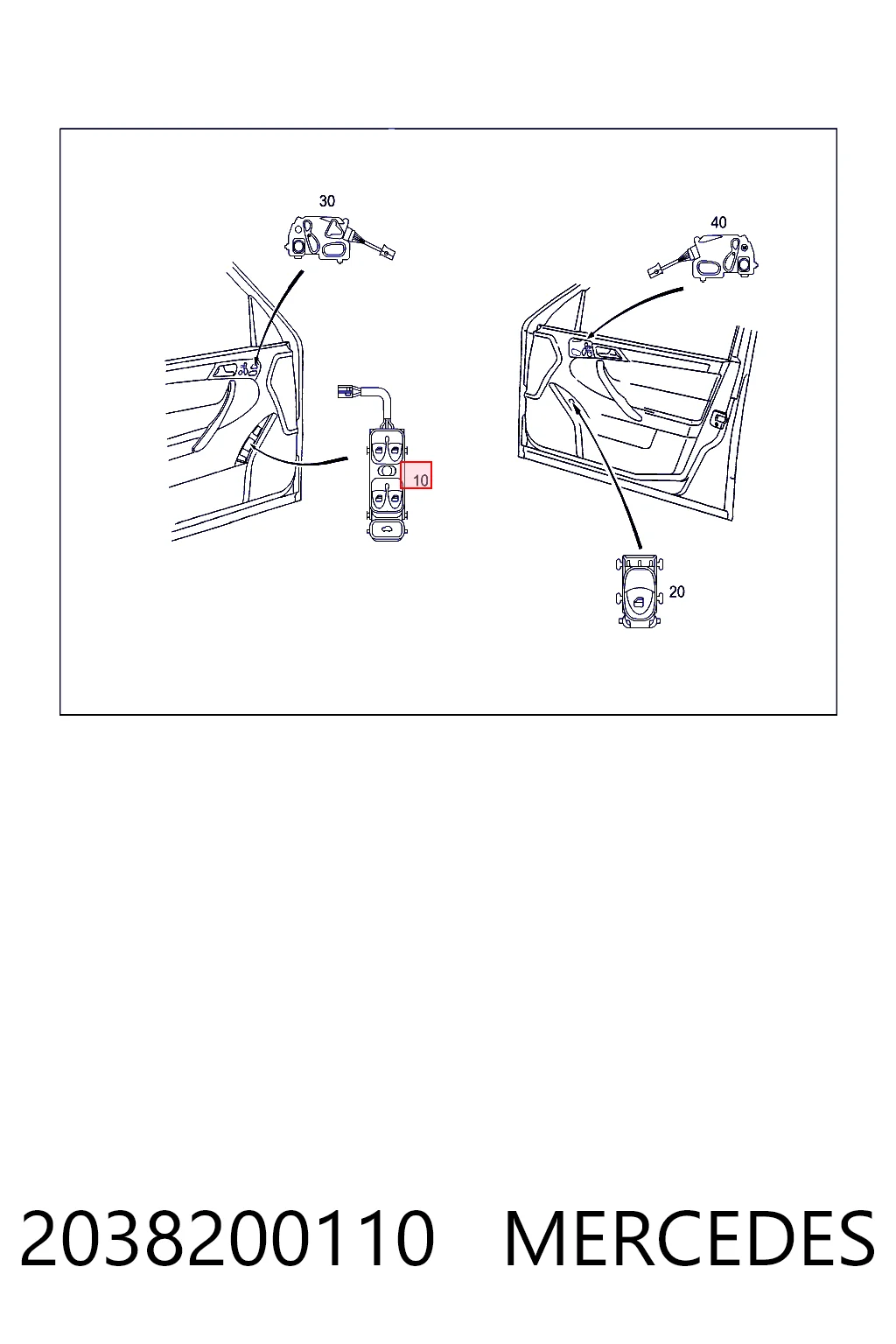 2038200110 Mercedes Кнопки переднего левого стекло подъёмника