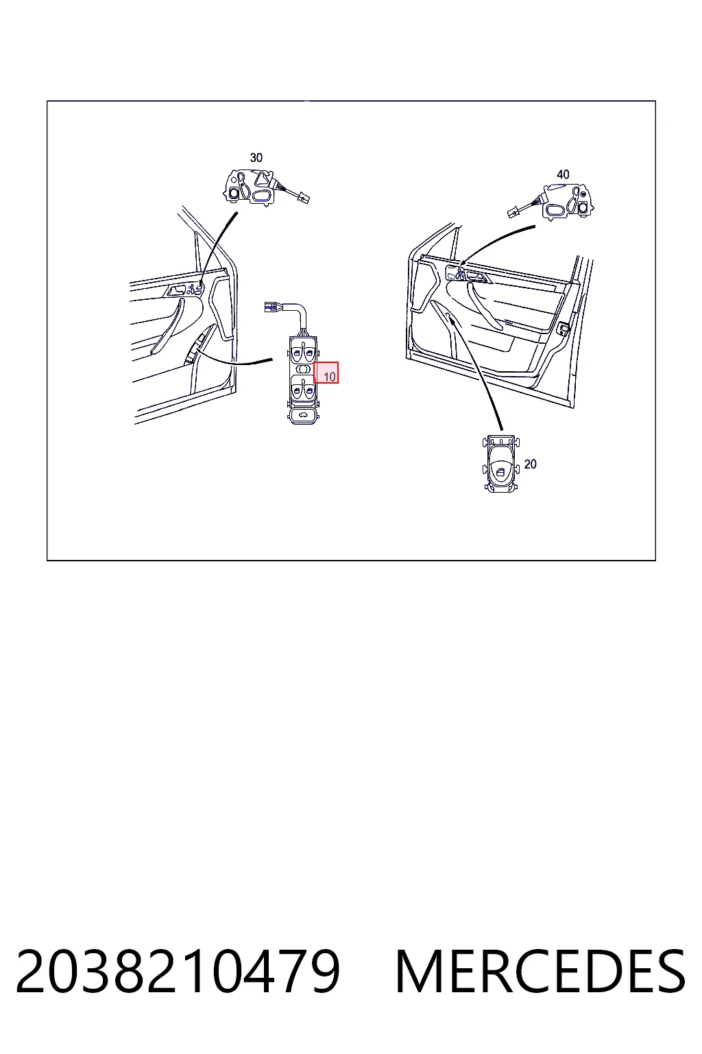 2038210479 Mercedes Кнопки переднего левого стекло подъёмника