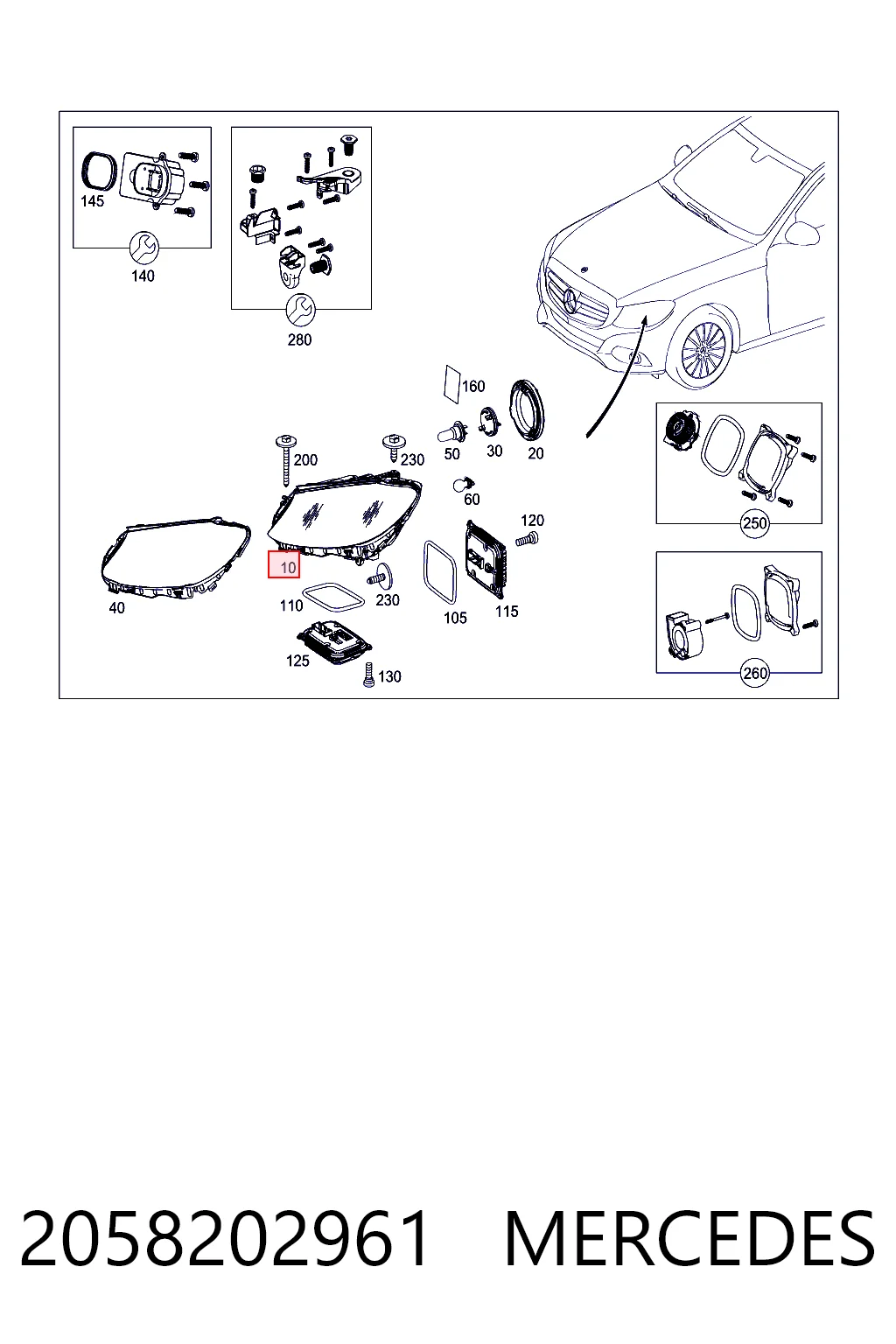 2058202961 Mercedes Фара