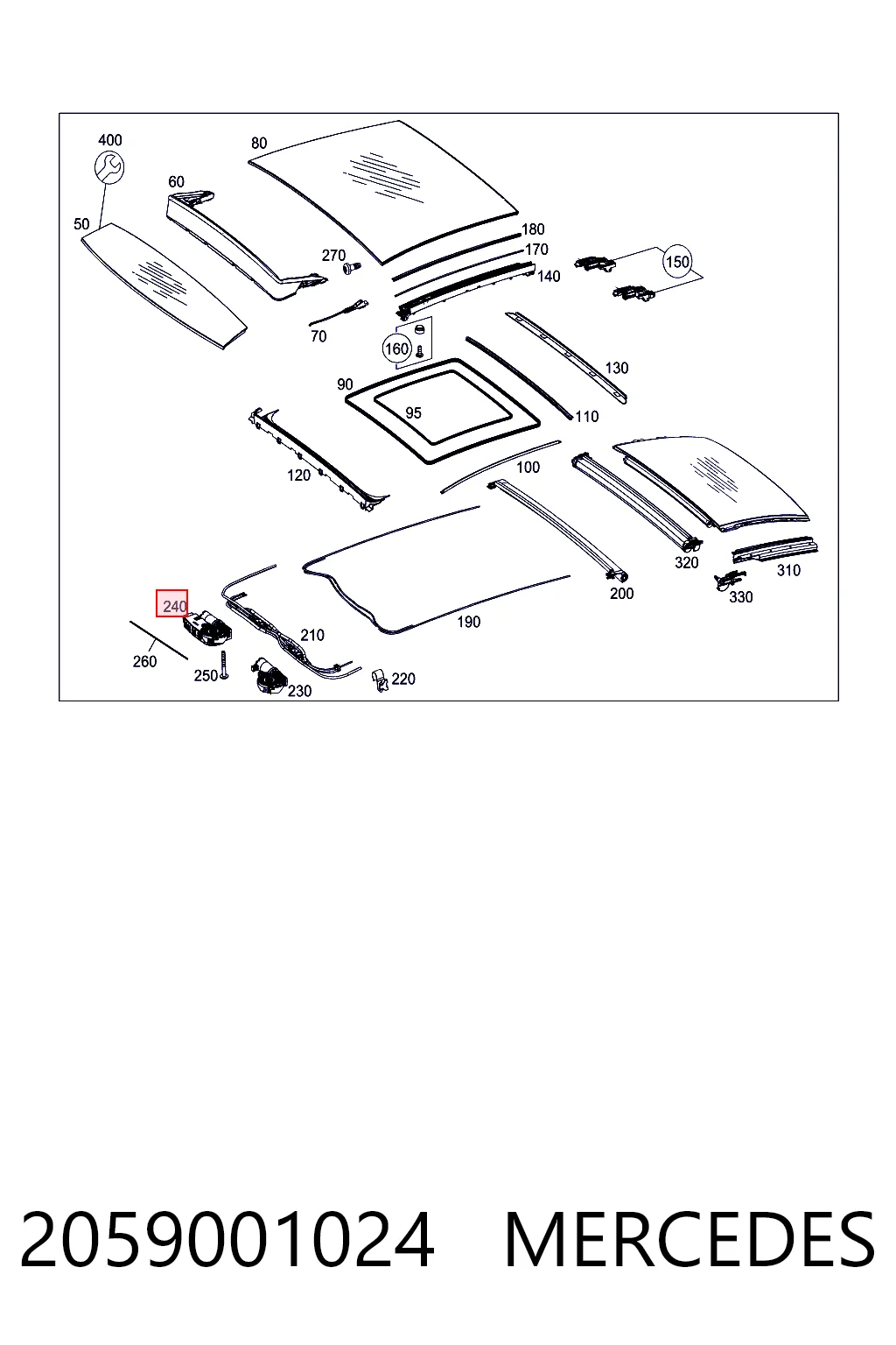 2059001024 Mercedes Мотор привода люка