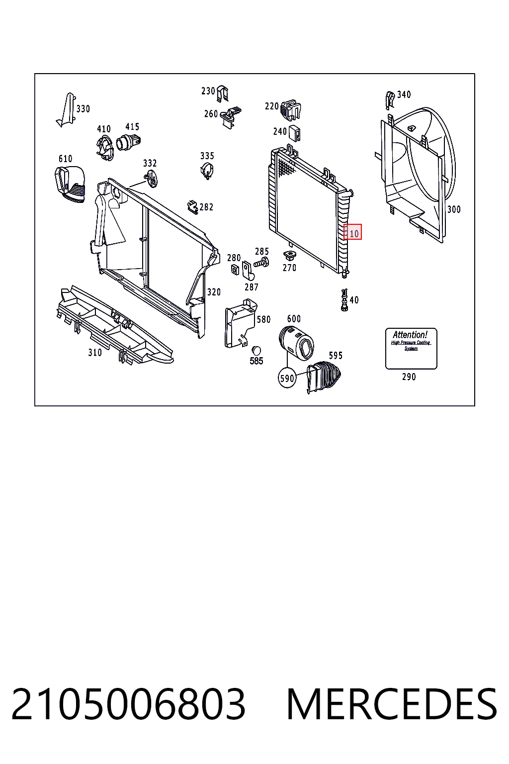 2105006803 Mercedes Радиатор основной