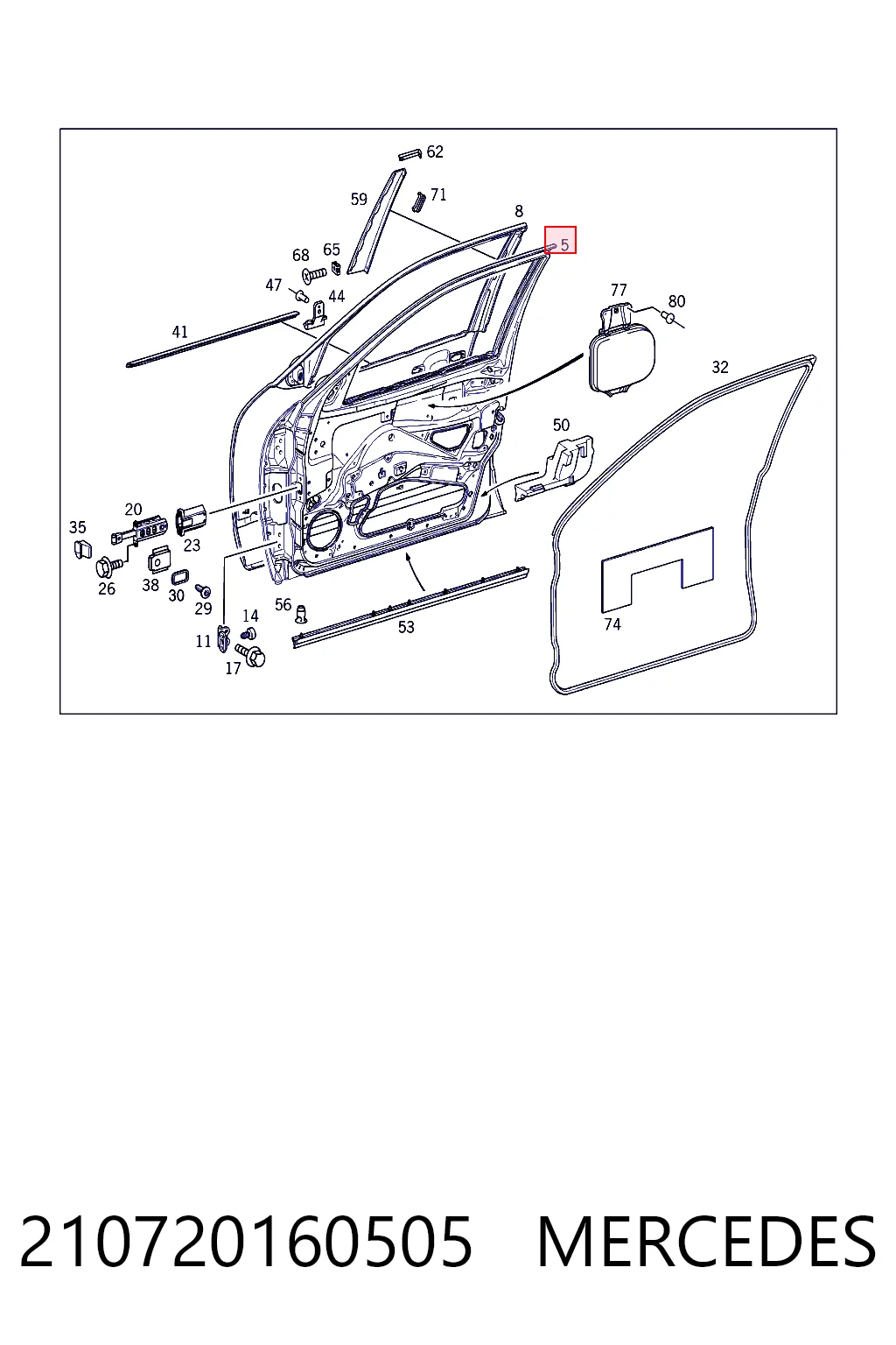 Дверь передняя правая на Mercedes E  W210