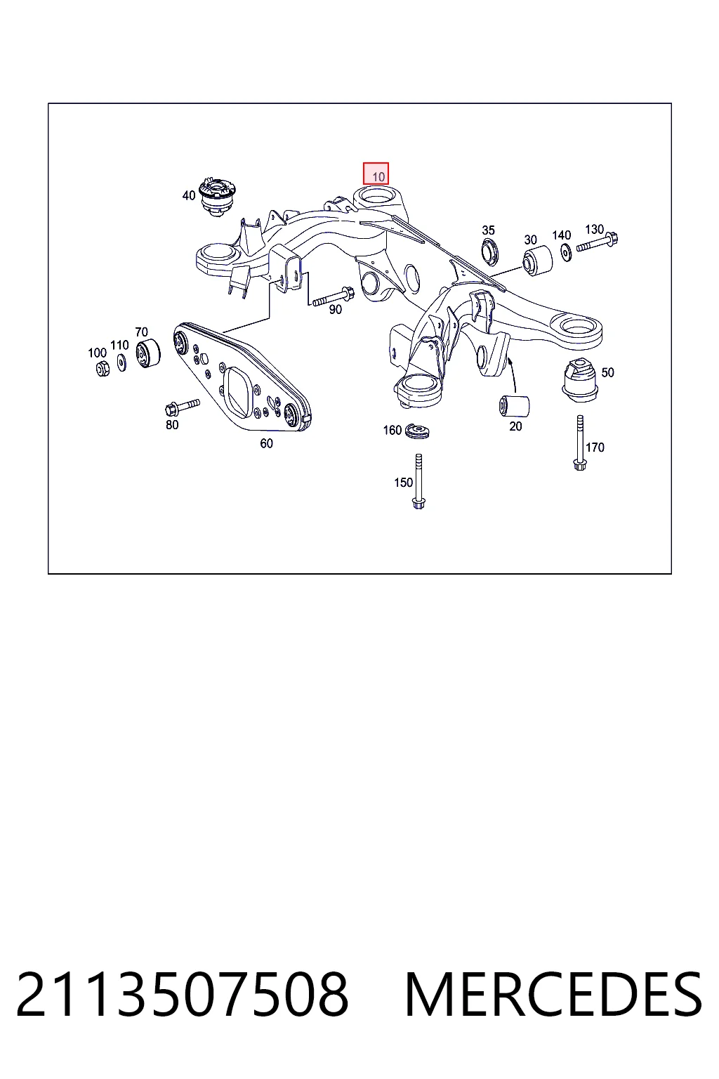 Балка задней подвески поперечная Mercedes E седан (W211) (2002 - 2008) цена, от 36.98 USD