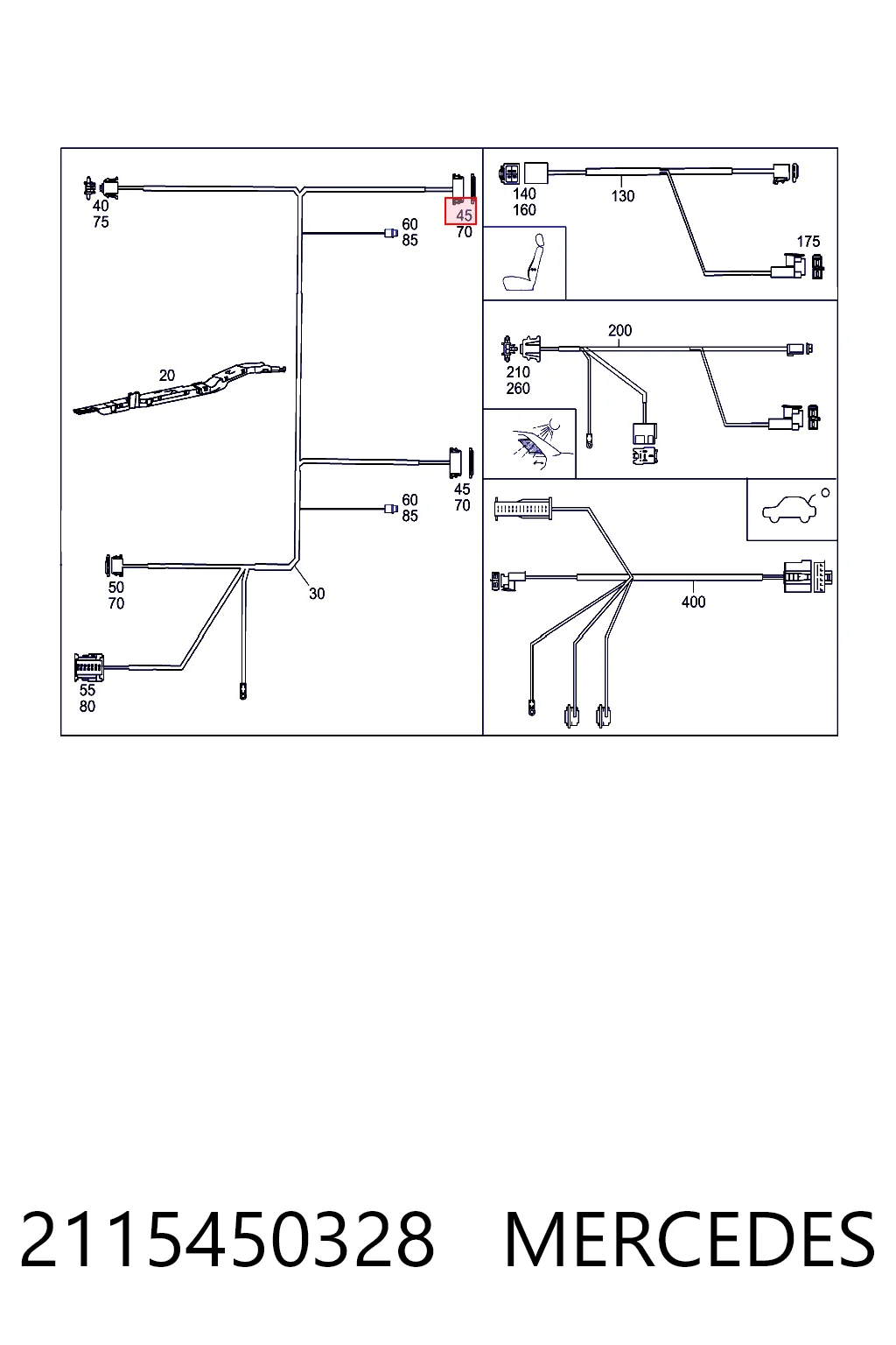 2115450328 Mercedes Разъем (фишка) заднего фонаря
