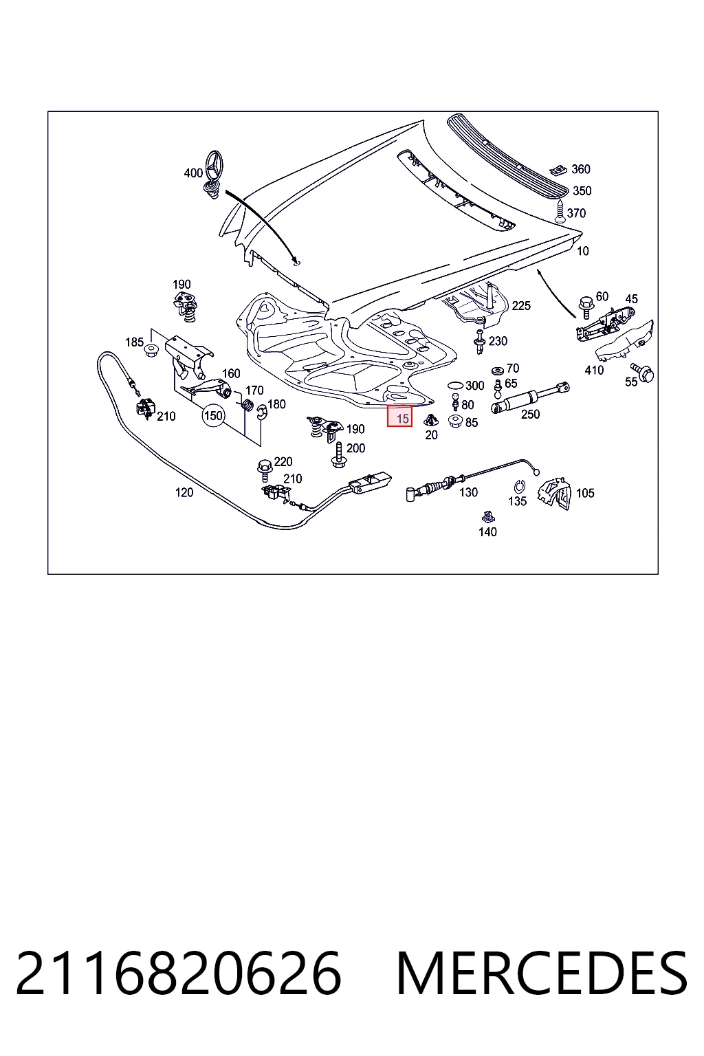 2116820626 Mercedes Шумка капота