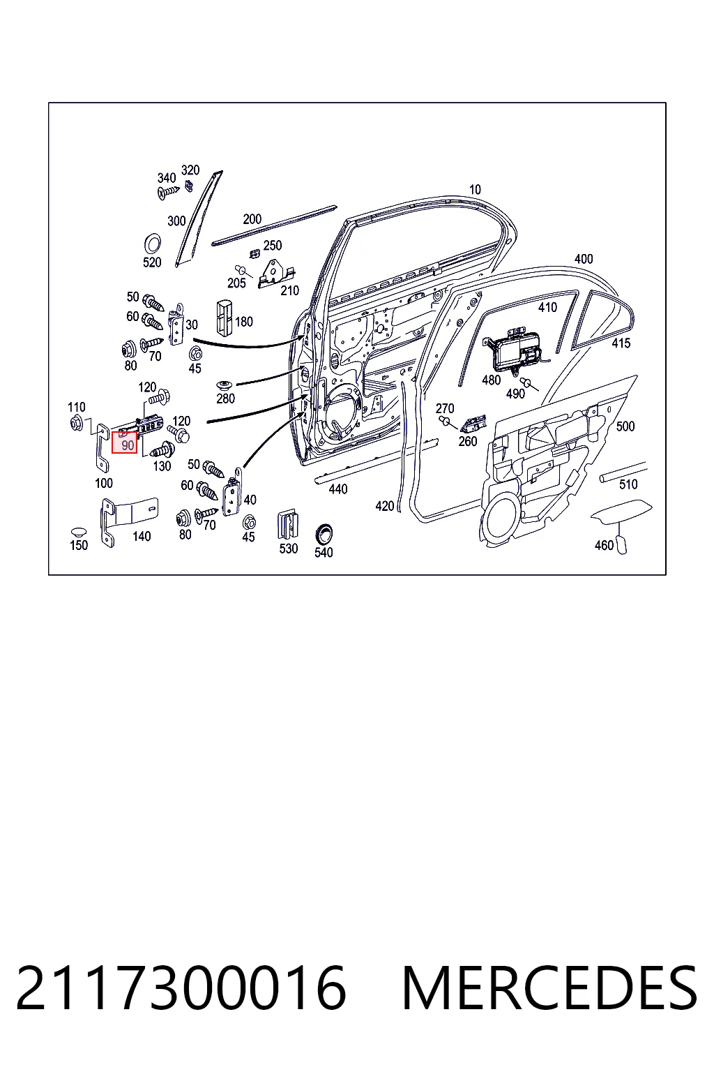 2117300016 Mercedes Ограничитель двери, задний