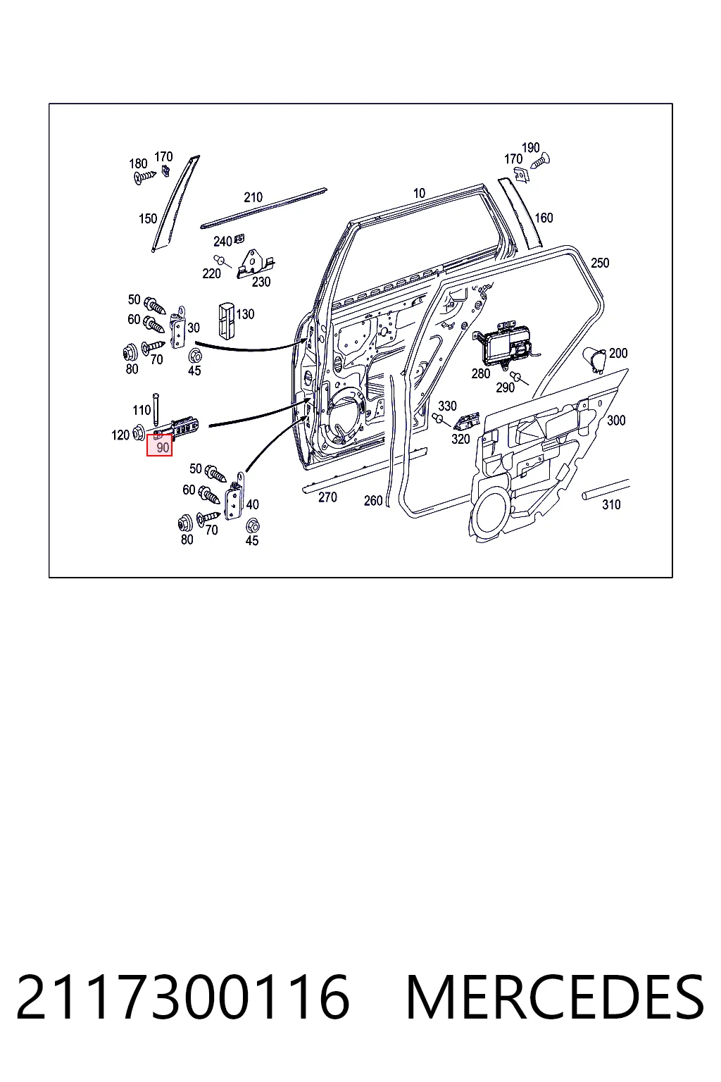 2117300116 Mercedes Ограничитель двери, задний