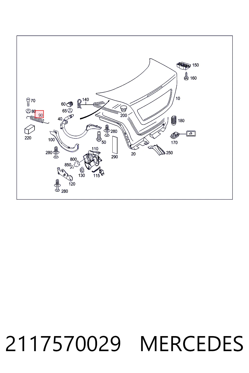 2117570029 Mercedes Амортизатор крышки багажника