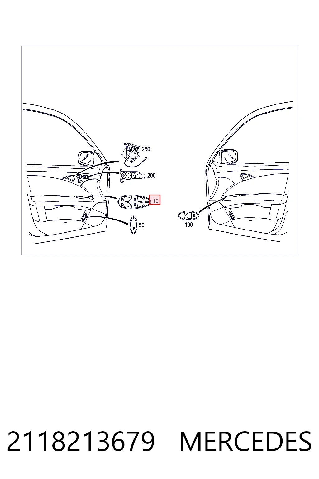 2118213679 Mercedes Кнопки переднего левого стекло подъёмника