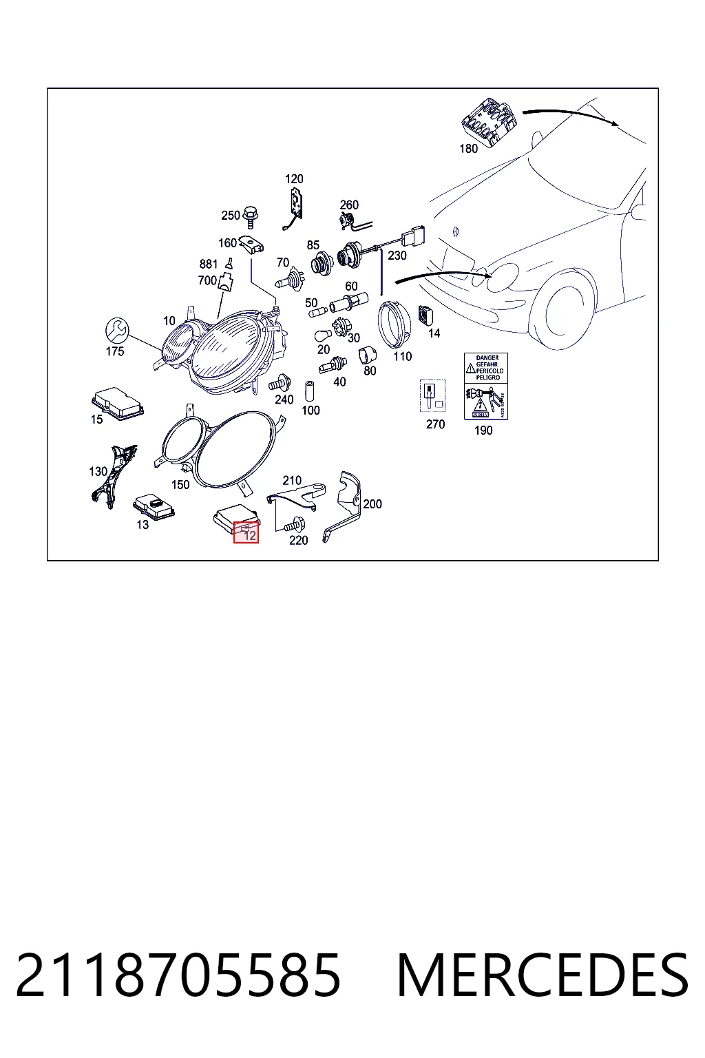 2118705585 Mercedes Блок розжига (ксенон)