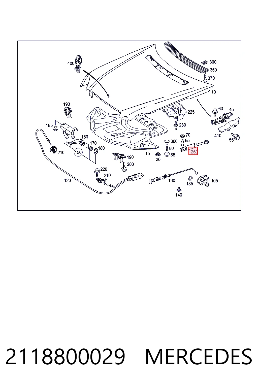 2118800029 Mercedes Стойка капота