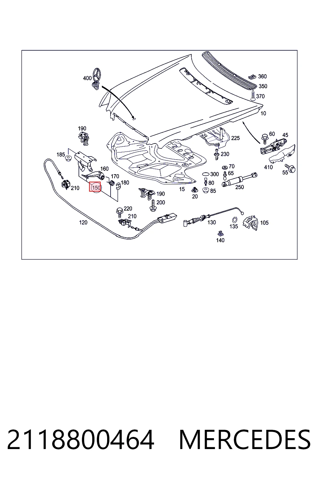 2118800464 Mercedes Язычок открывания капота