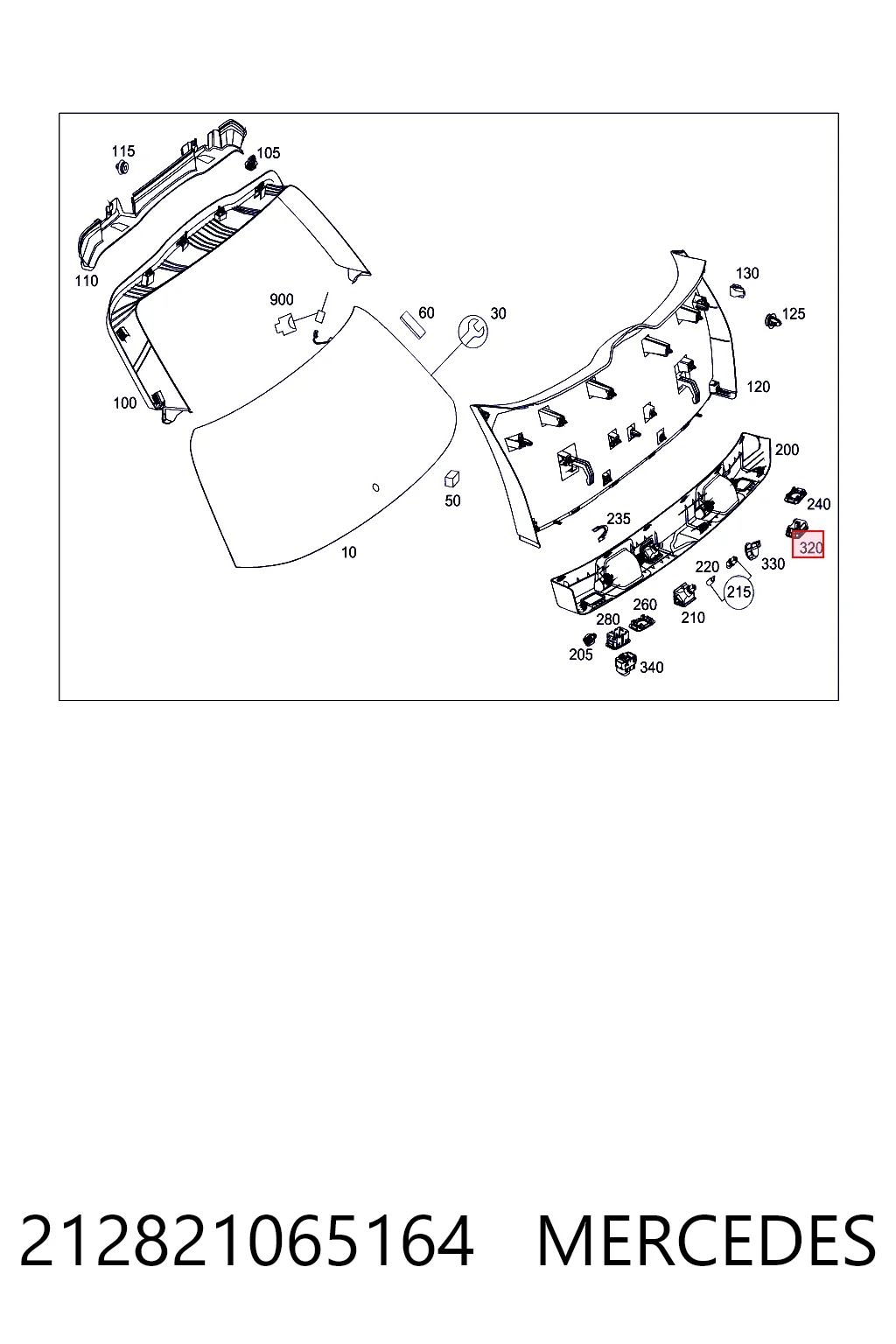 212821065164 Mercedes Кнопка привода замка крышки багажника (двери 3/5-й (ляды)