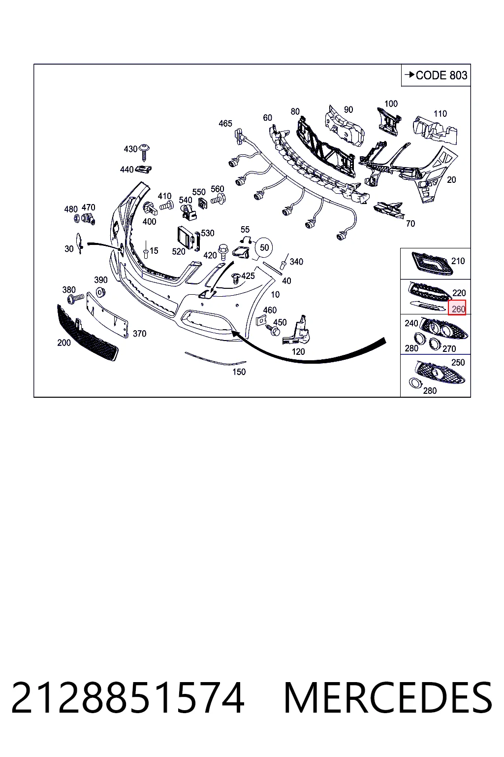 2128851574 Mercedes Ободок противотуманки