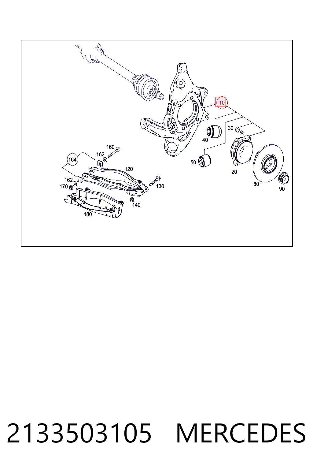 2133503105 Mercedes Цапфа левая
