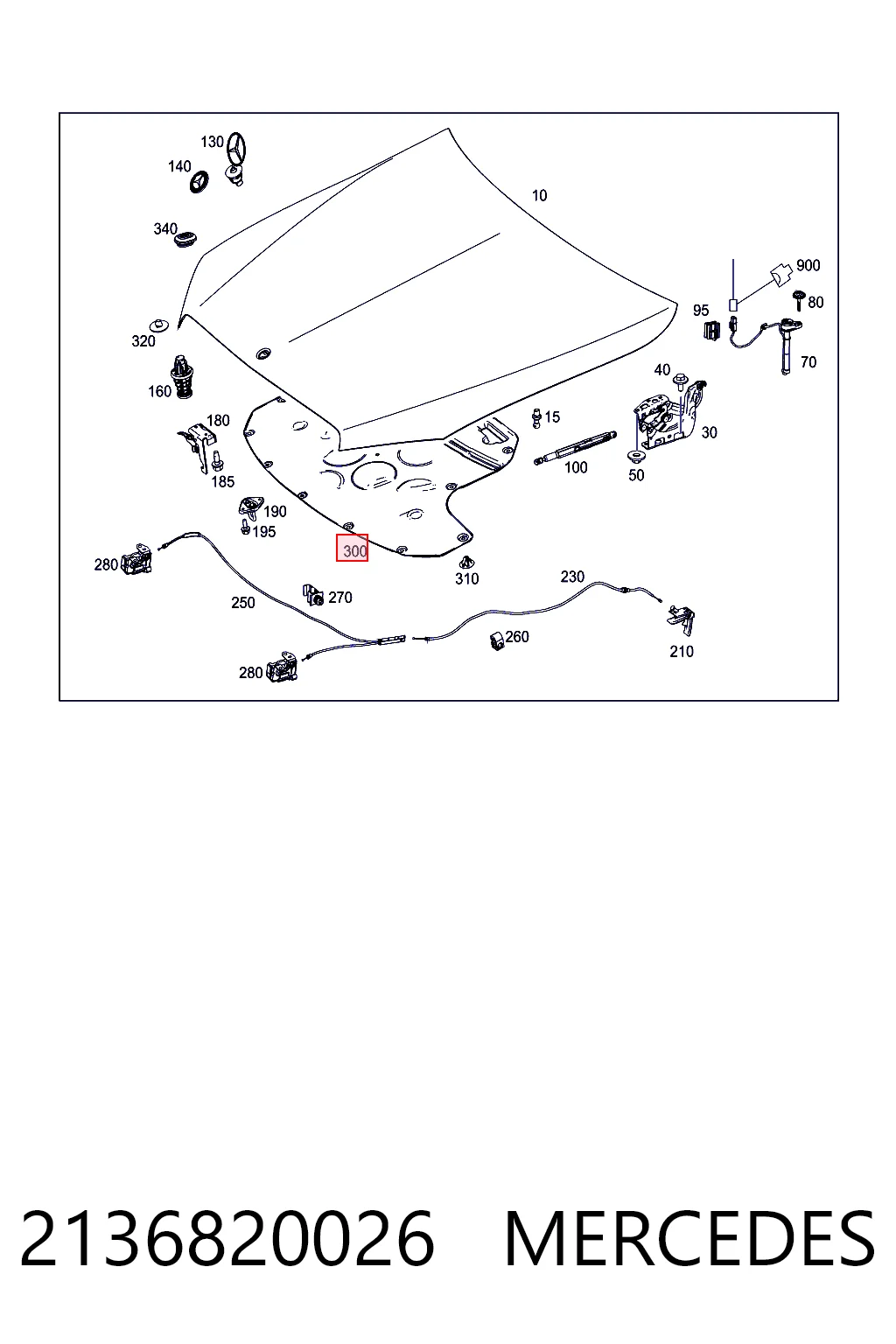 Обшивка капота Mercedes E седан (W213) (2016 - 2023) цена, от 38.91 USD