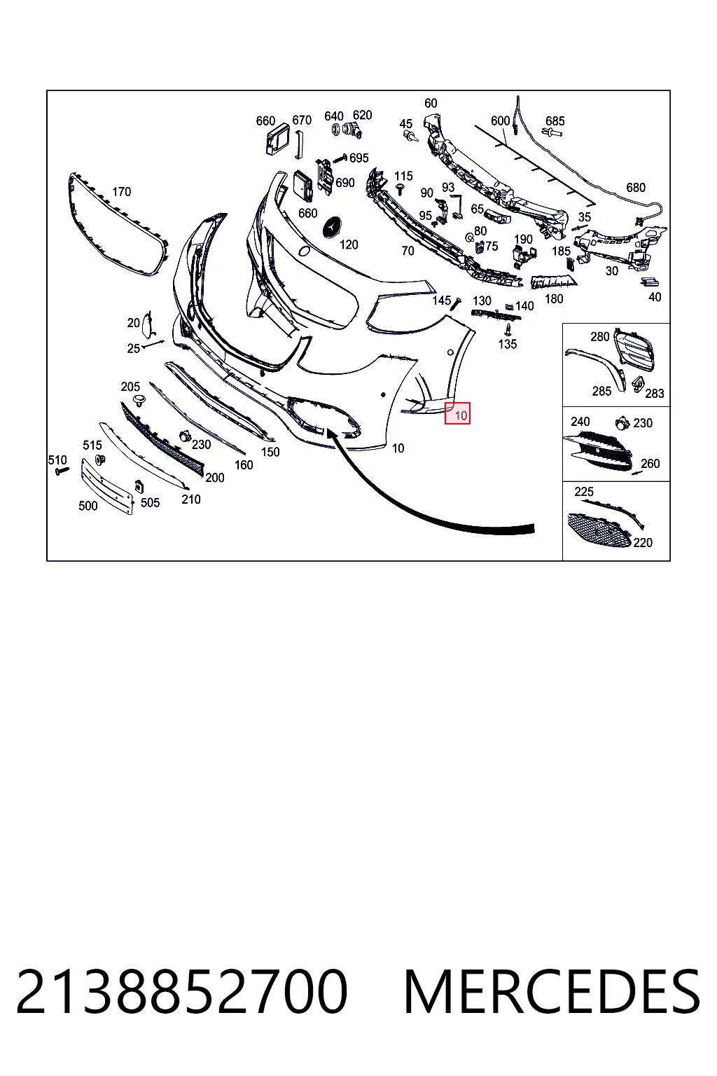 2138852700 Mercedes Бампер передний в сборе