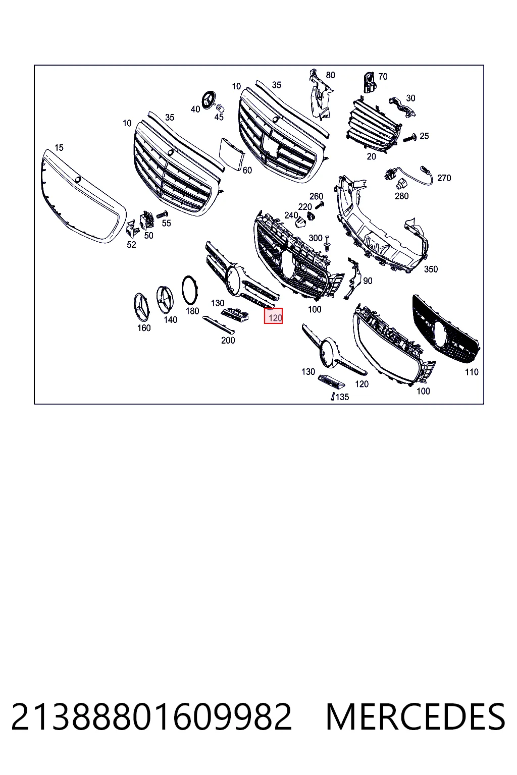 21388801609982 Mercedes Решетка радиатора
