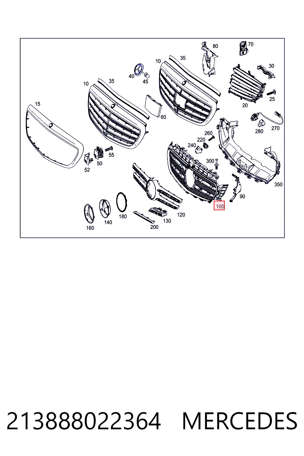 213888022364 Mercedes Решетка радиатора