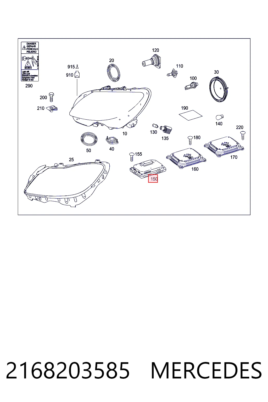2168203585 Mercedes Модуль управления биксеноном