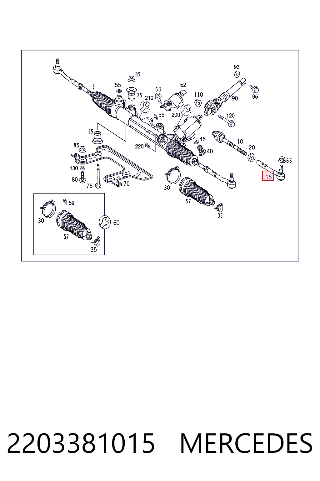 2203381015 Mercedes Наружный наконечник рулевой тяги