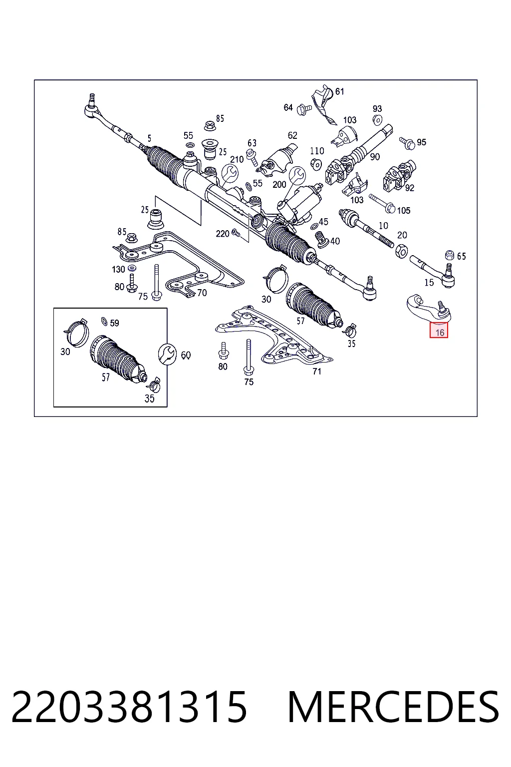 2203381315 Mercedes Наружный наконечник рулевой тяги
