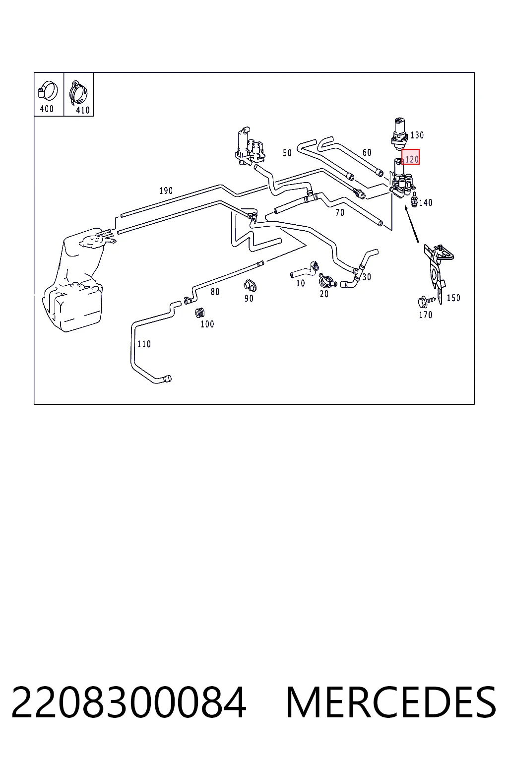 2208300084 Mercedes Кран системы отопления