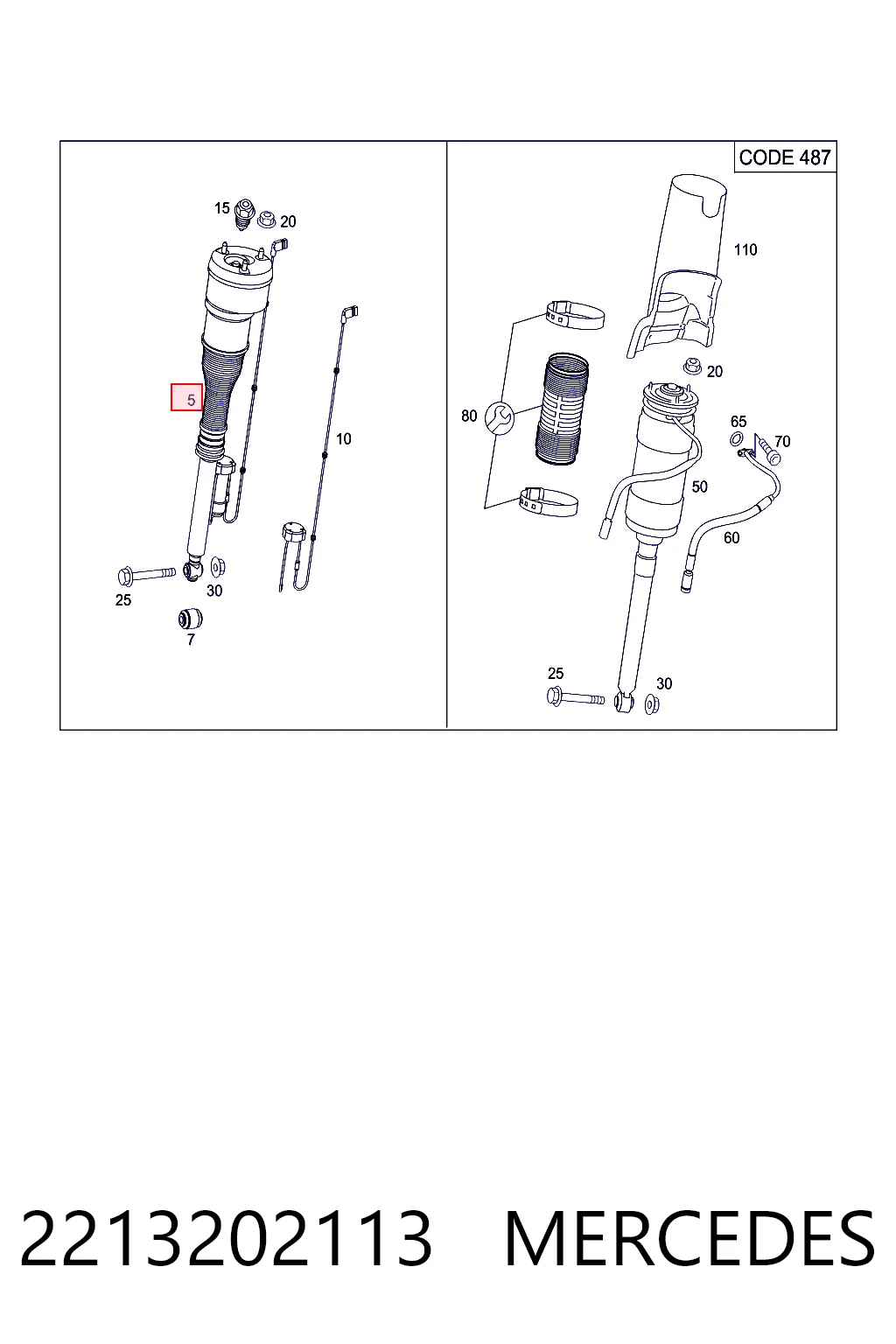 2213202113 Mercedes Амортизатор задней подвески, левый