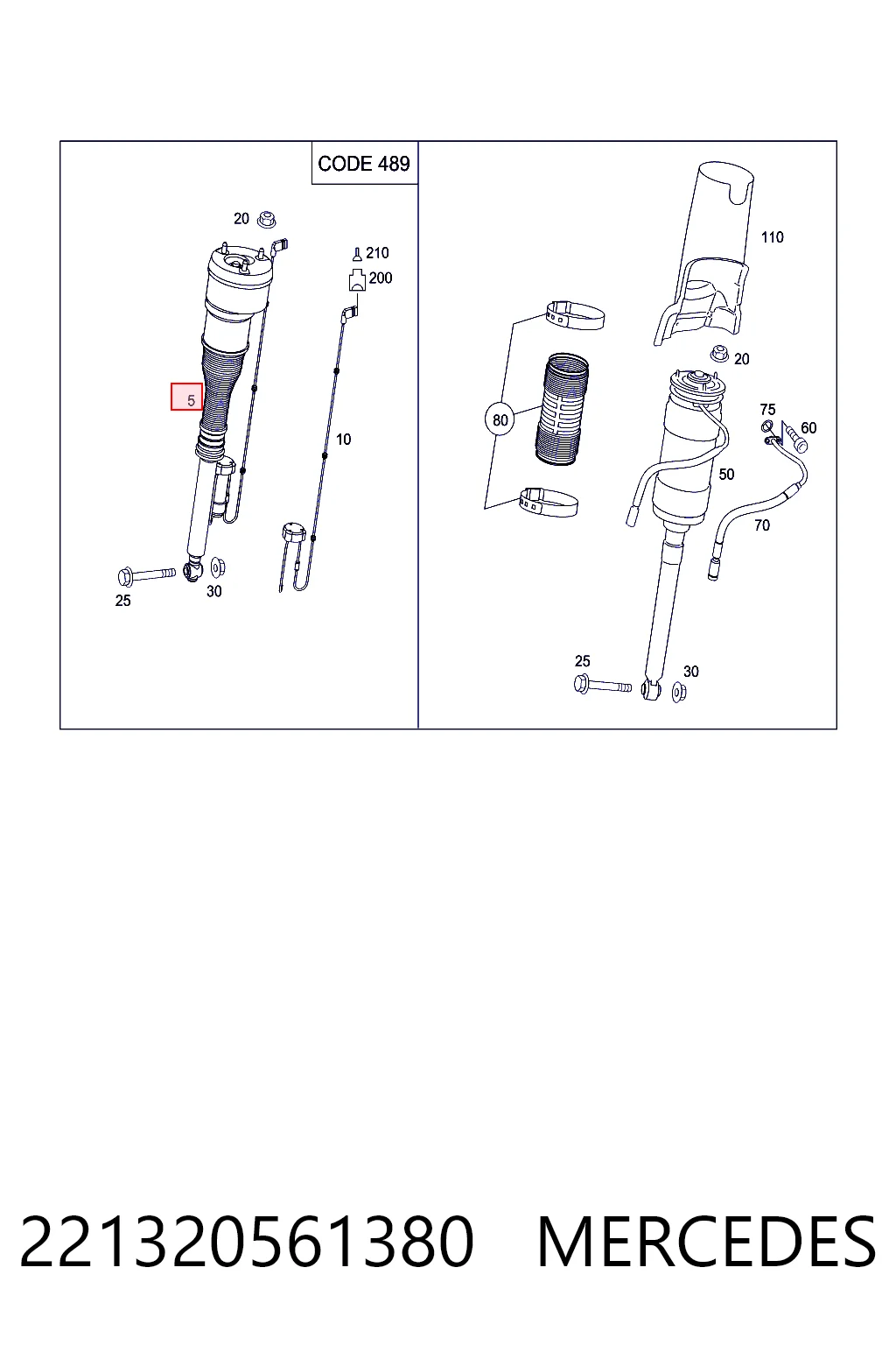 221320561380 Mercedes Стойка задняя правая