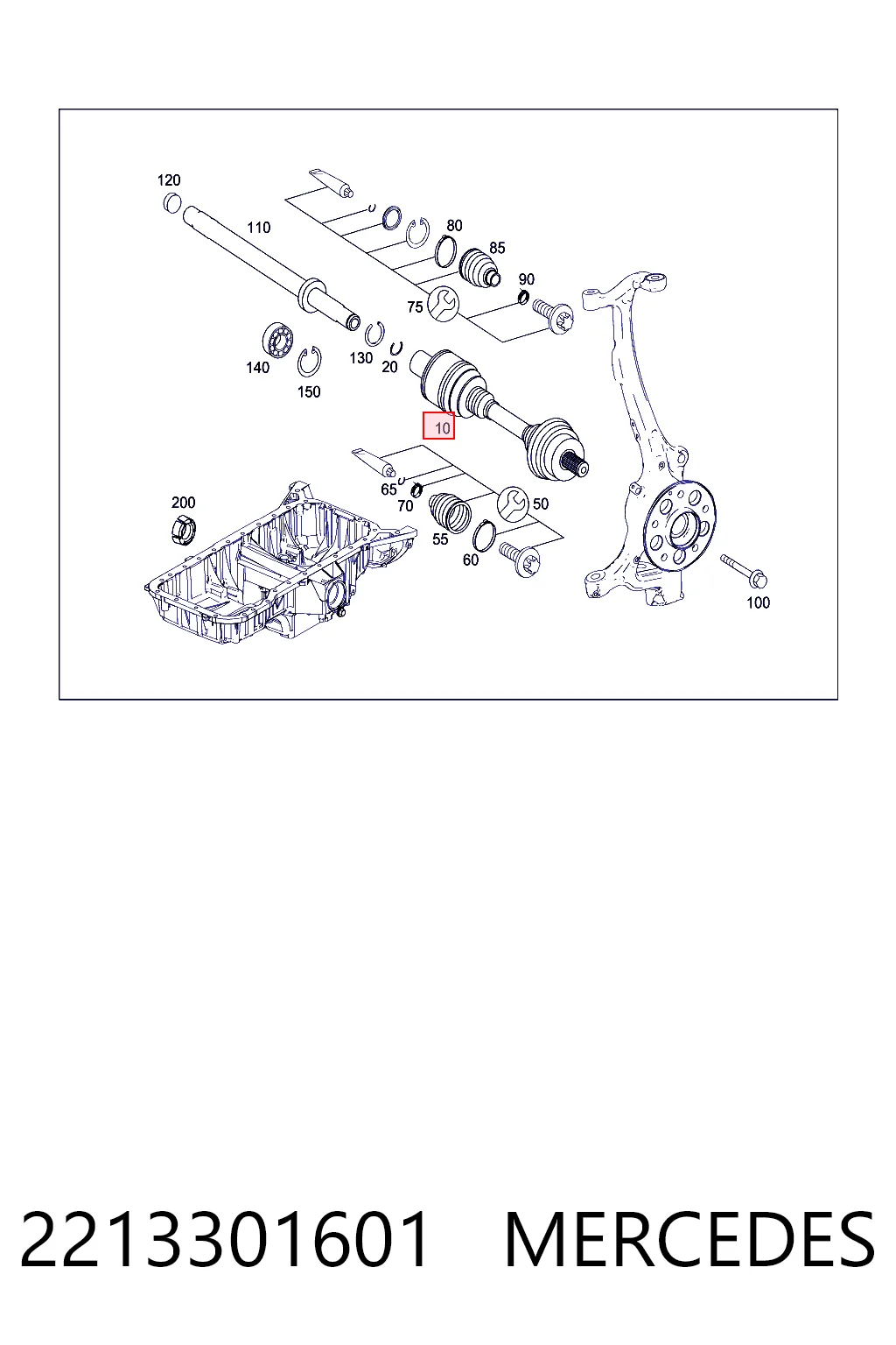 2213301601 Mercedes Полуось передняя левая