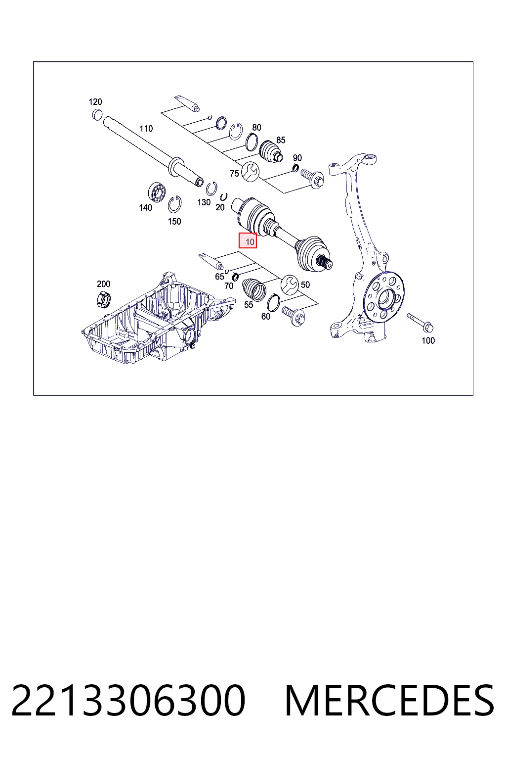 2213306300 Mercedes Полуось передняя левая