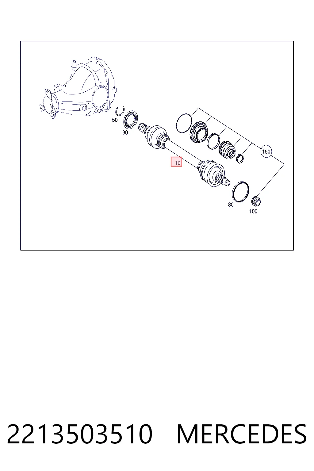 2213503510 Mercedes Полуось задняя левая