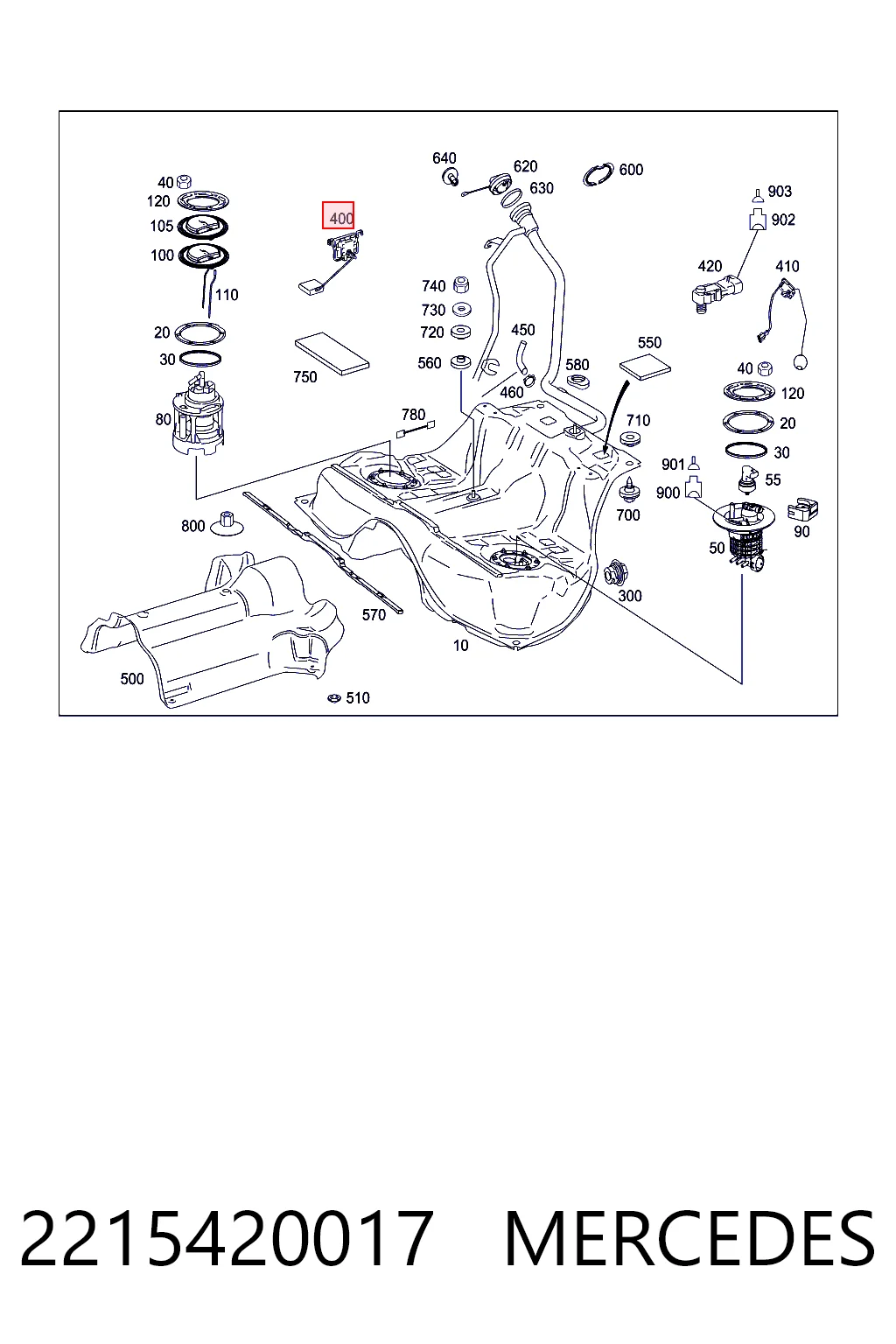2215420017 Mercedes Датчик уровня топлива в баке правый