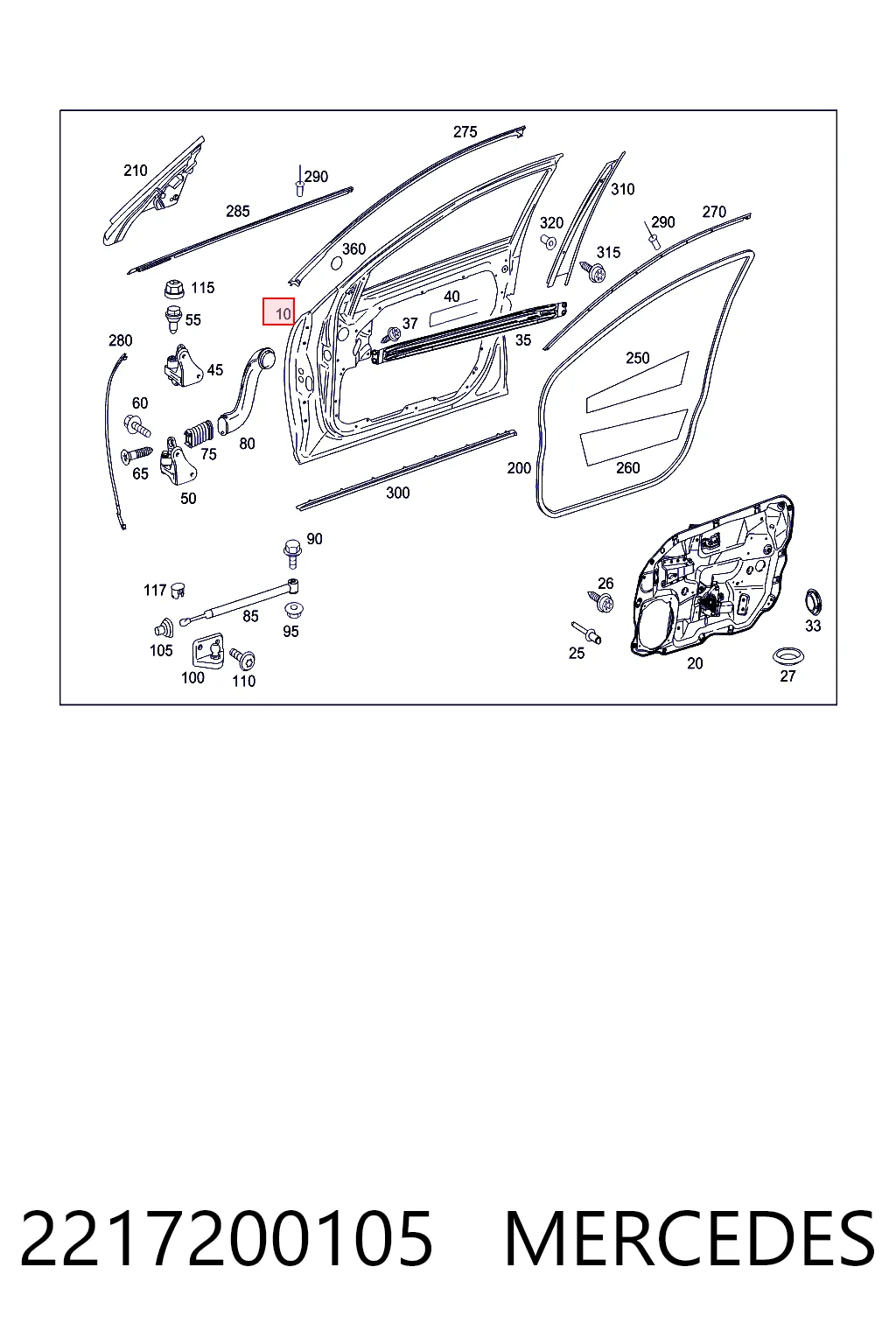 Водительская дверь на Mercedes S  W221