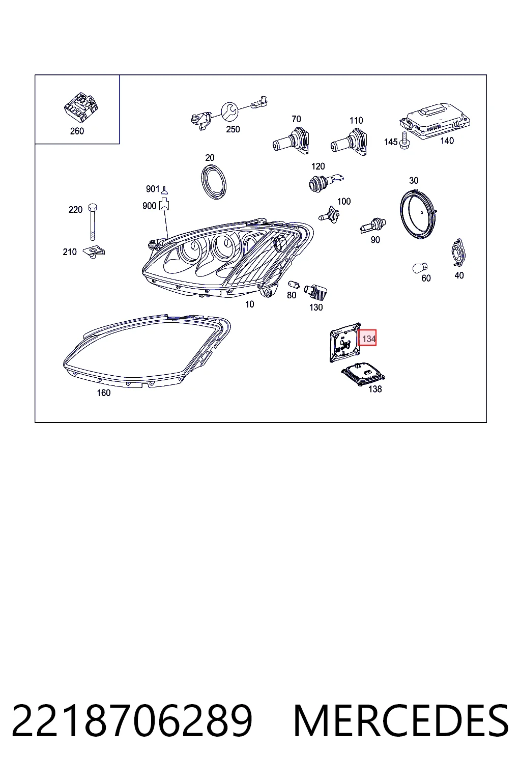 2218706289 Mercedes Блок управления освещением