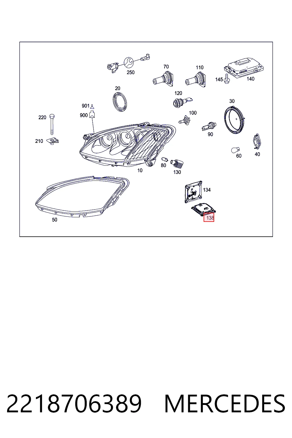 2218706389 Mercedes Модуль управления (ЭБУ) габаритными огнями