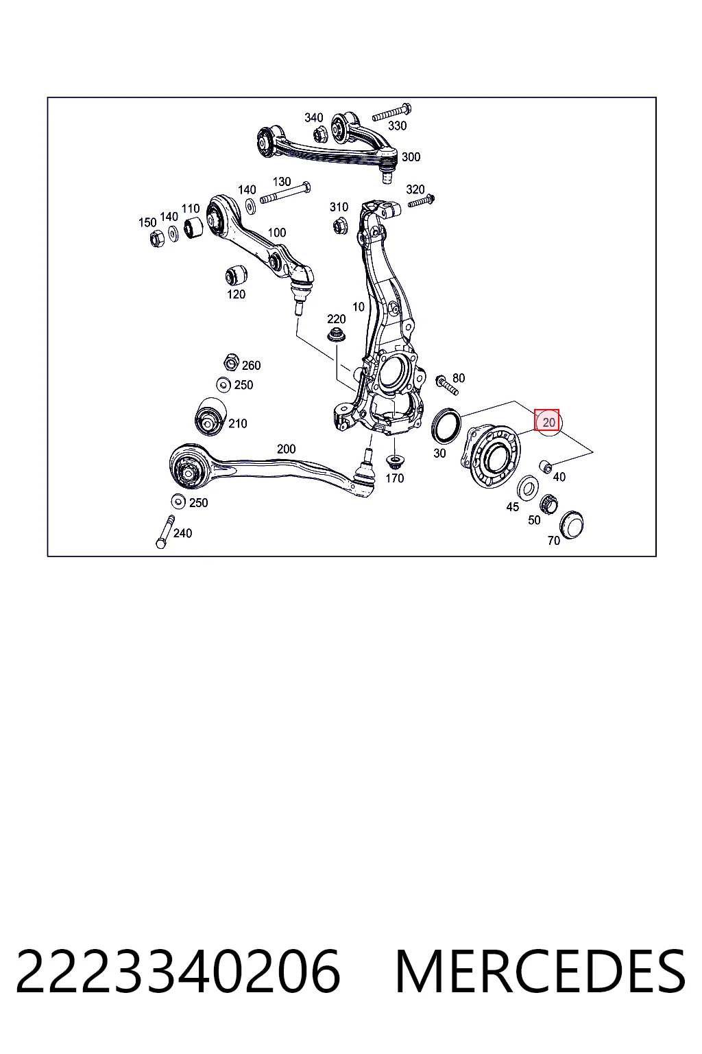2223340206 Mercedes Ступица колеса передняя