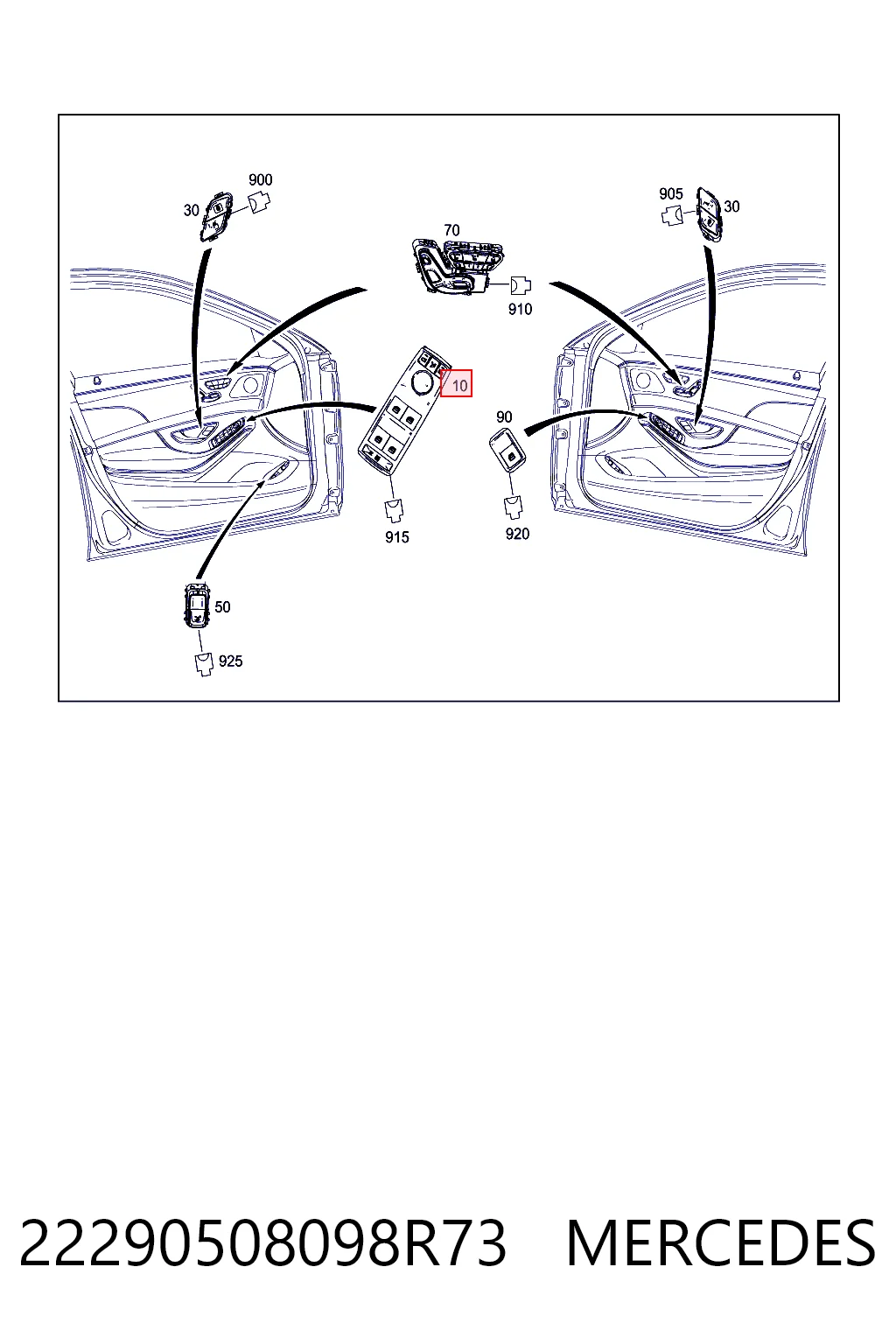 Кнопочный блок управления стеклоподъемником передний левый Mercedes A22290508099051 цена, от 35.37 USD
