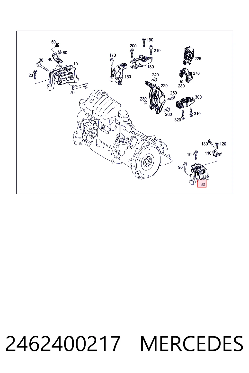 2462400217 Mercedes Подушка (опора) двигателя, левая