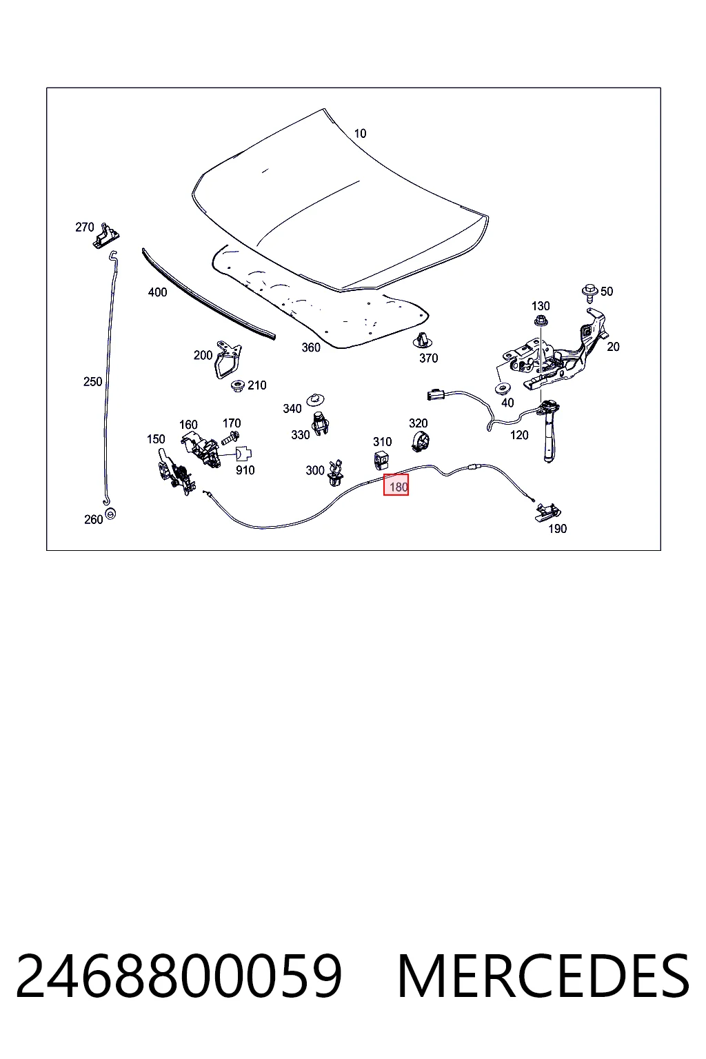 2468800059 Mercedes Трос открытия капота