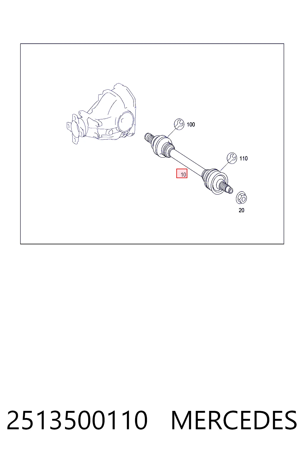 2513500110 Mercedes Полуось задняя левая
