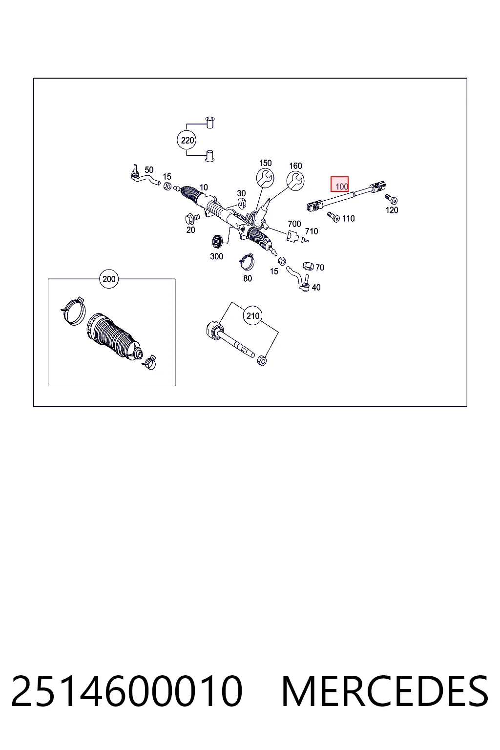 2514600010 Mercedes Вал рулевой колонки, нижний