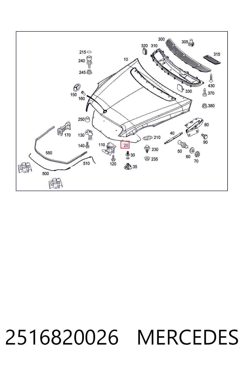 Обшивка капота Mercedes R внедорожник (W251) (2005 - 2017) цена, от 38.85 USD