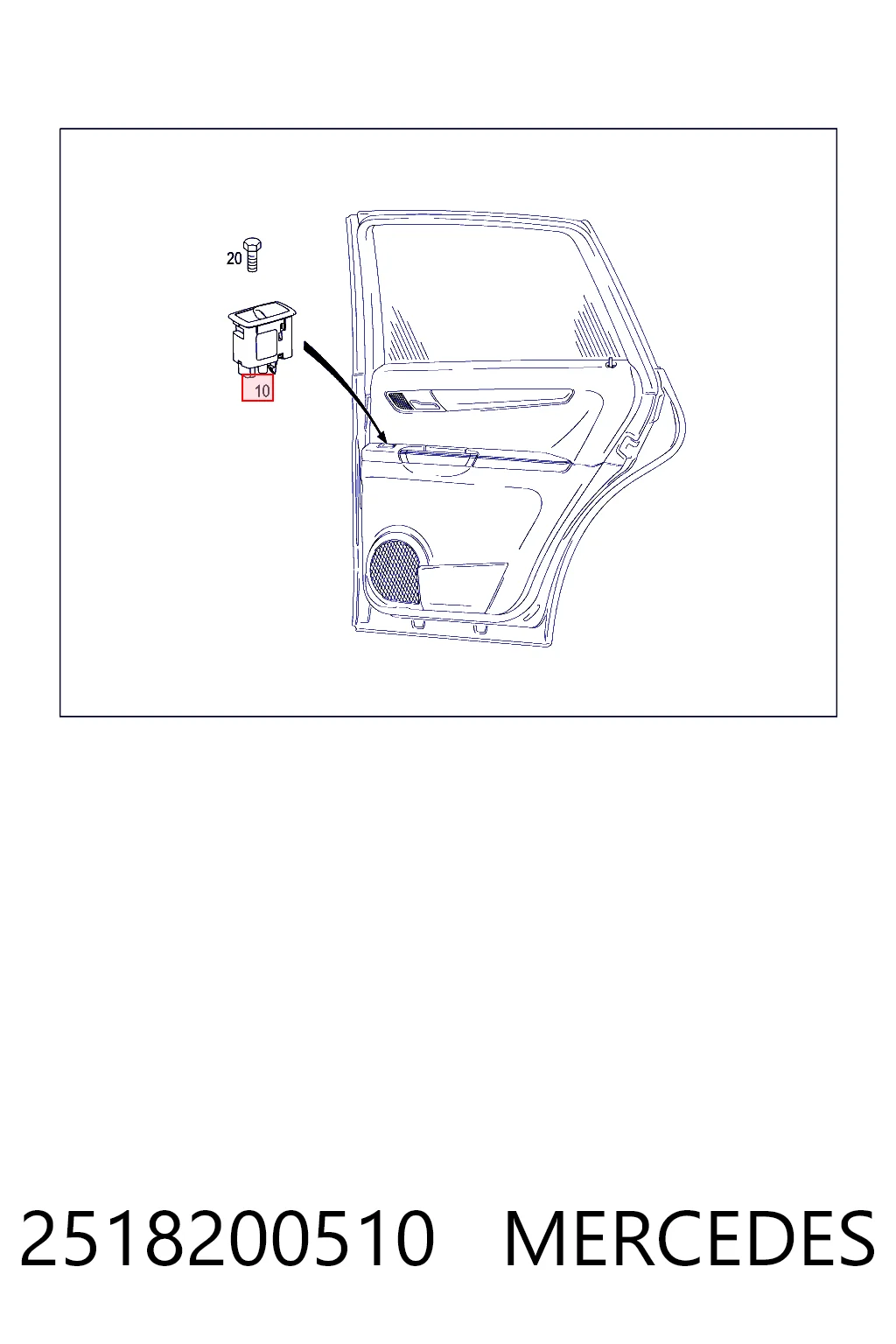 2518200510 Mercedes Кнопки переднего правого стеклоподъёмника