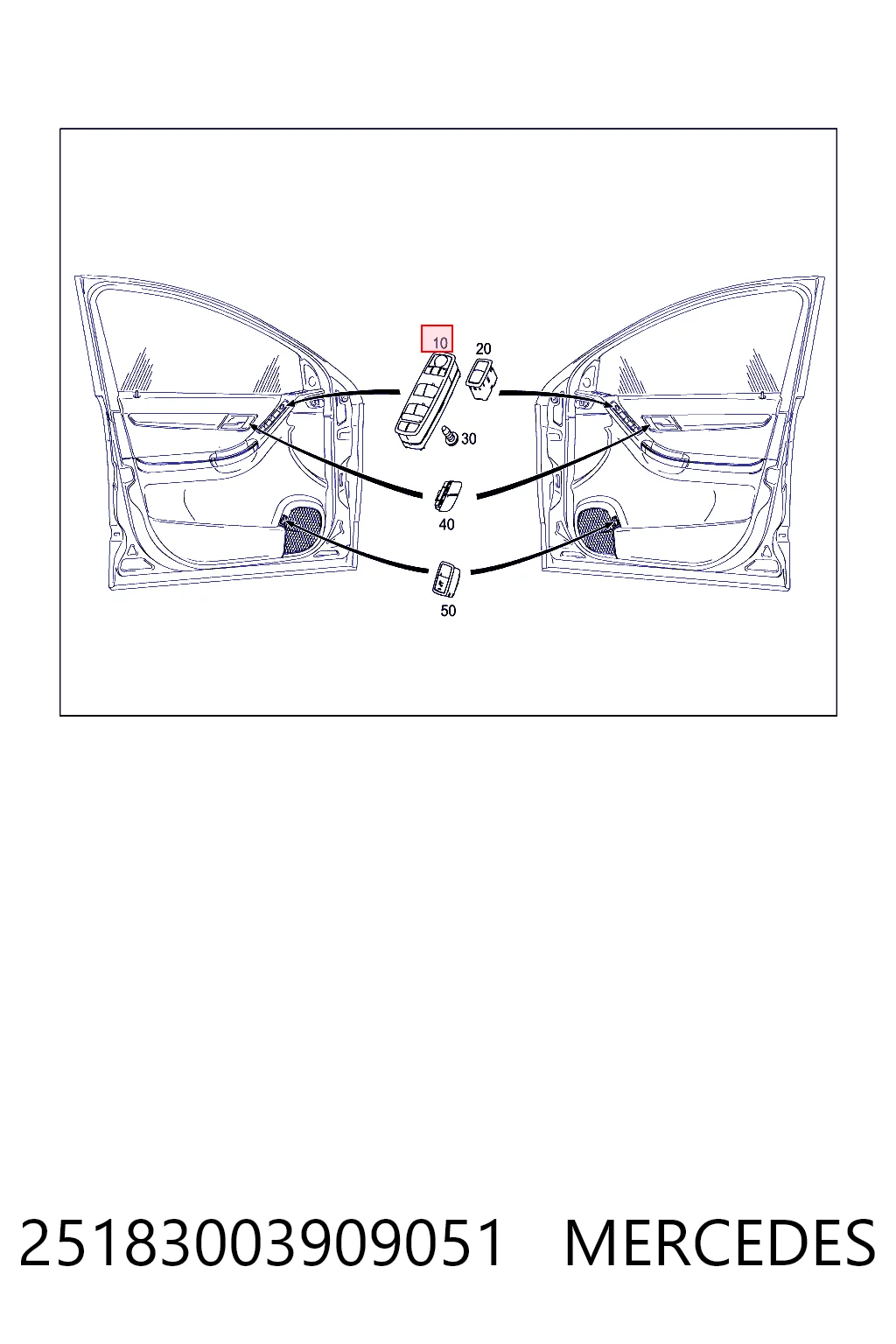 25183003908K67 Mercedes Кнопки переднего левого стекло подъёмника
