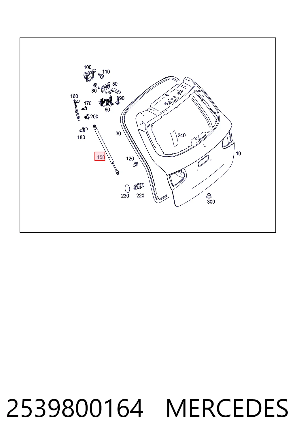 2539800164 Mercedes Амортизатор крышки багажника
