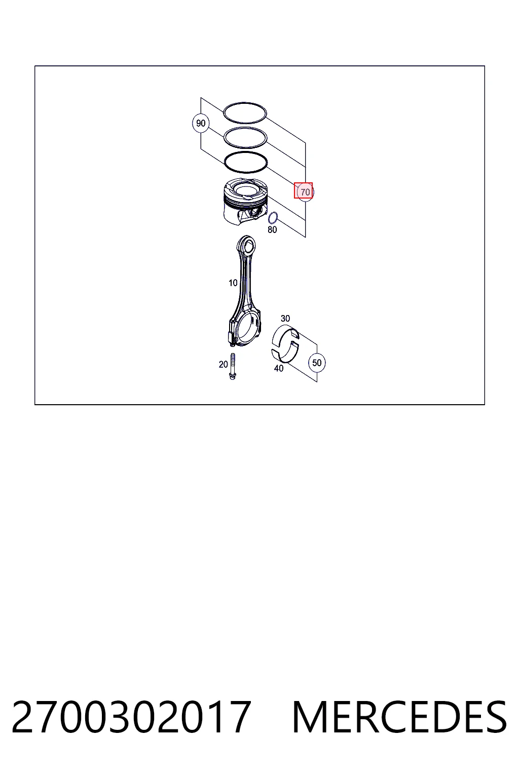 2700302017 Mercedes Поршень в комплекте на 1 цилиндр, STD