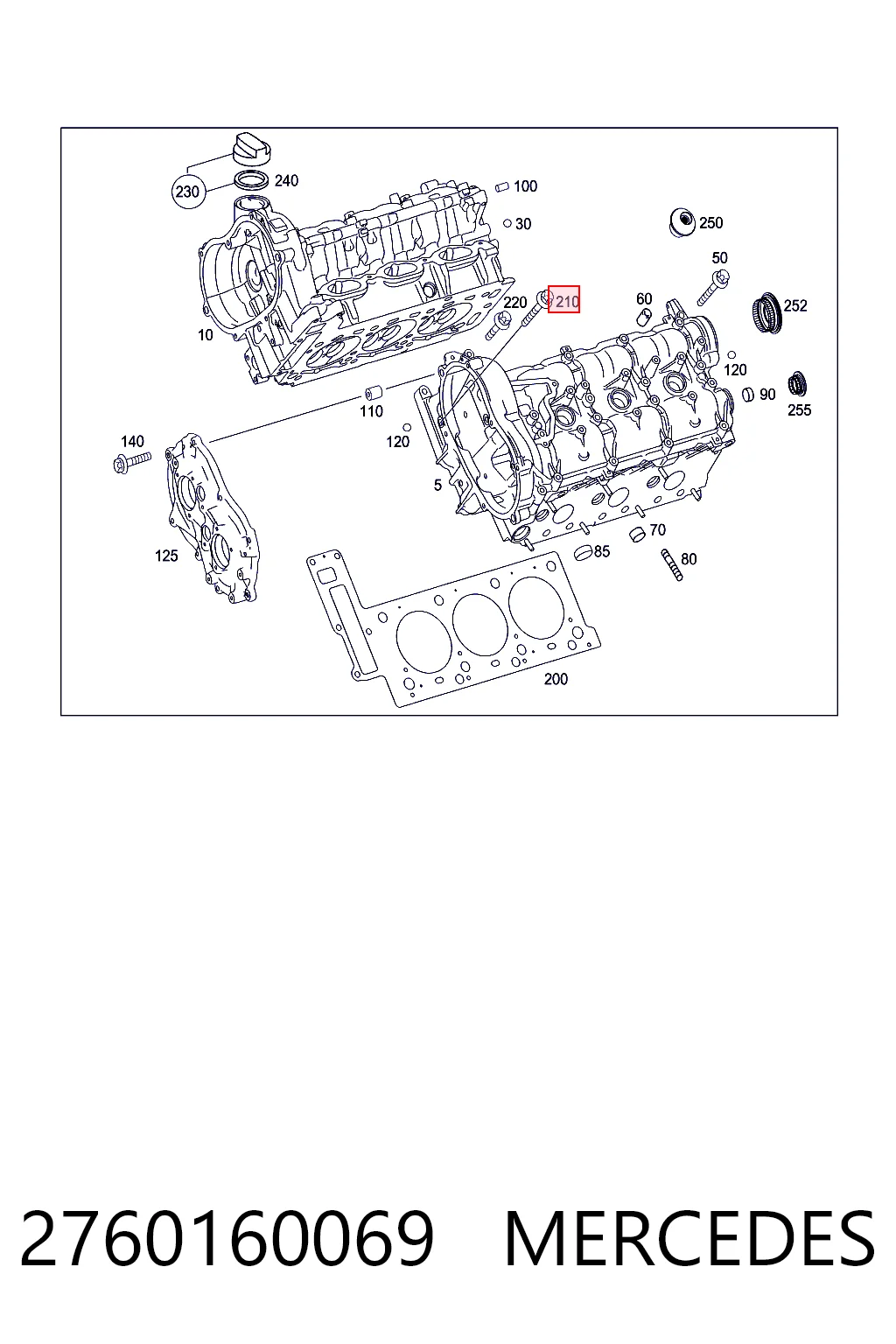 2760160069 Mercedes Болт крепления головки блока цилиндров