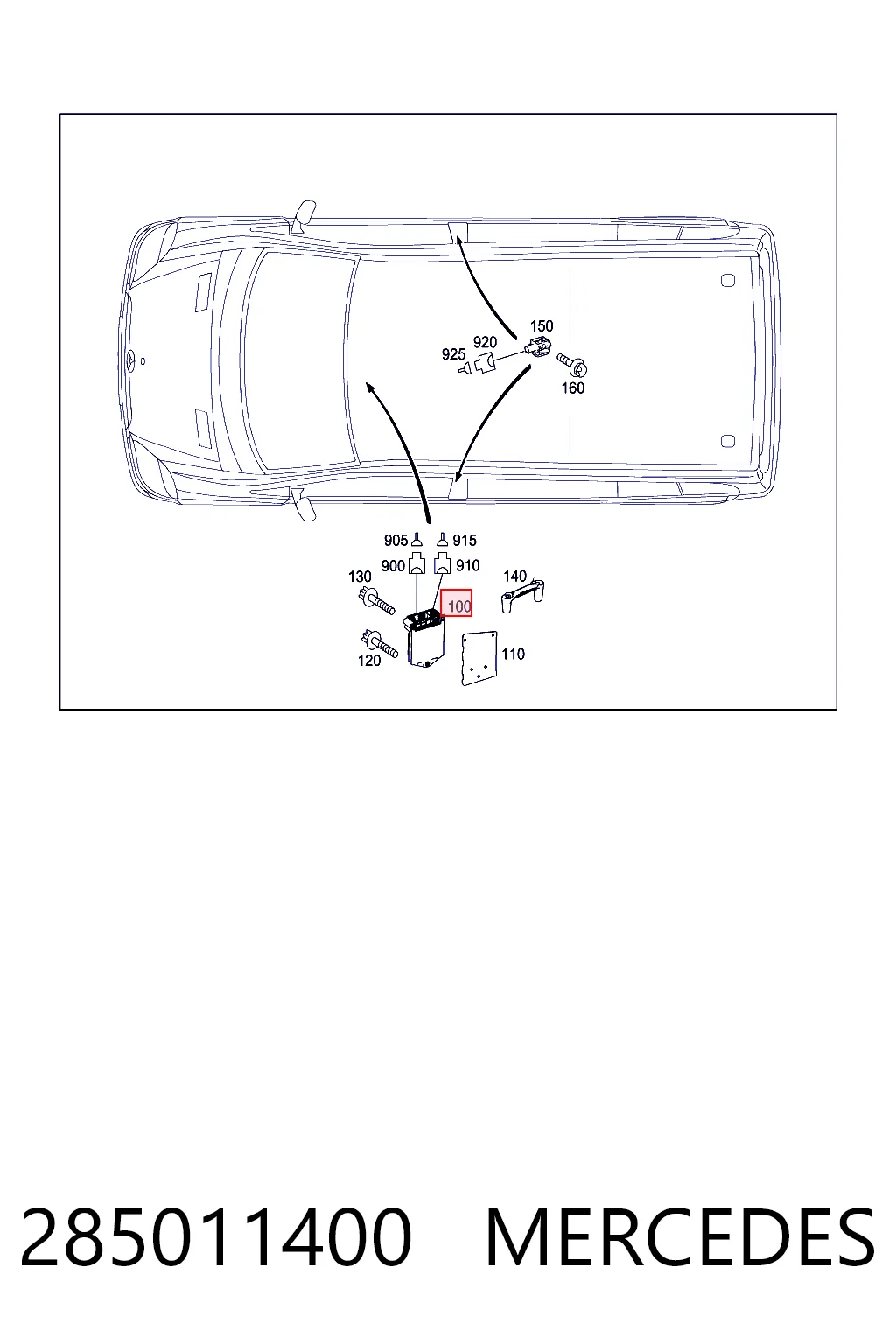 Купить A0285010054 Mercedes Модуль-процессор управления подушкой безопасности